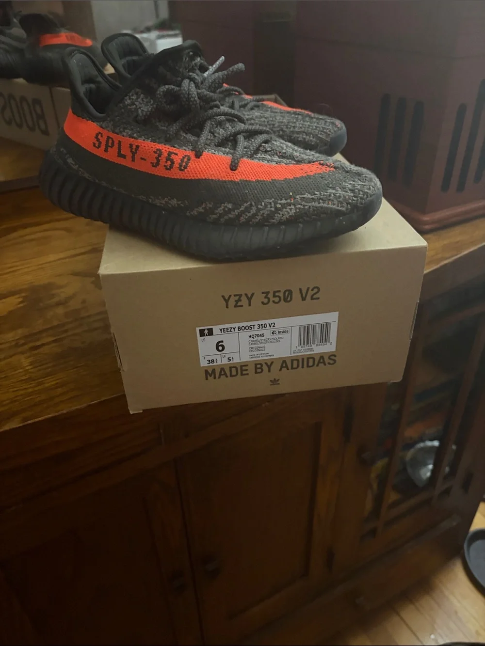 Yeezy Boost 350 V2 Kids - Grey with Orange Stripe